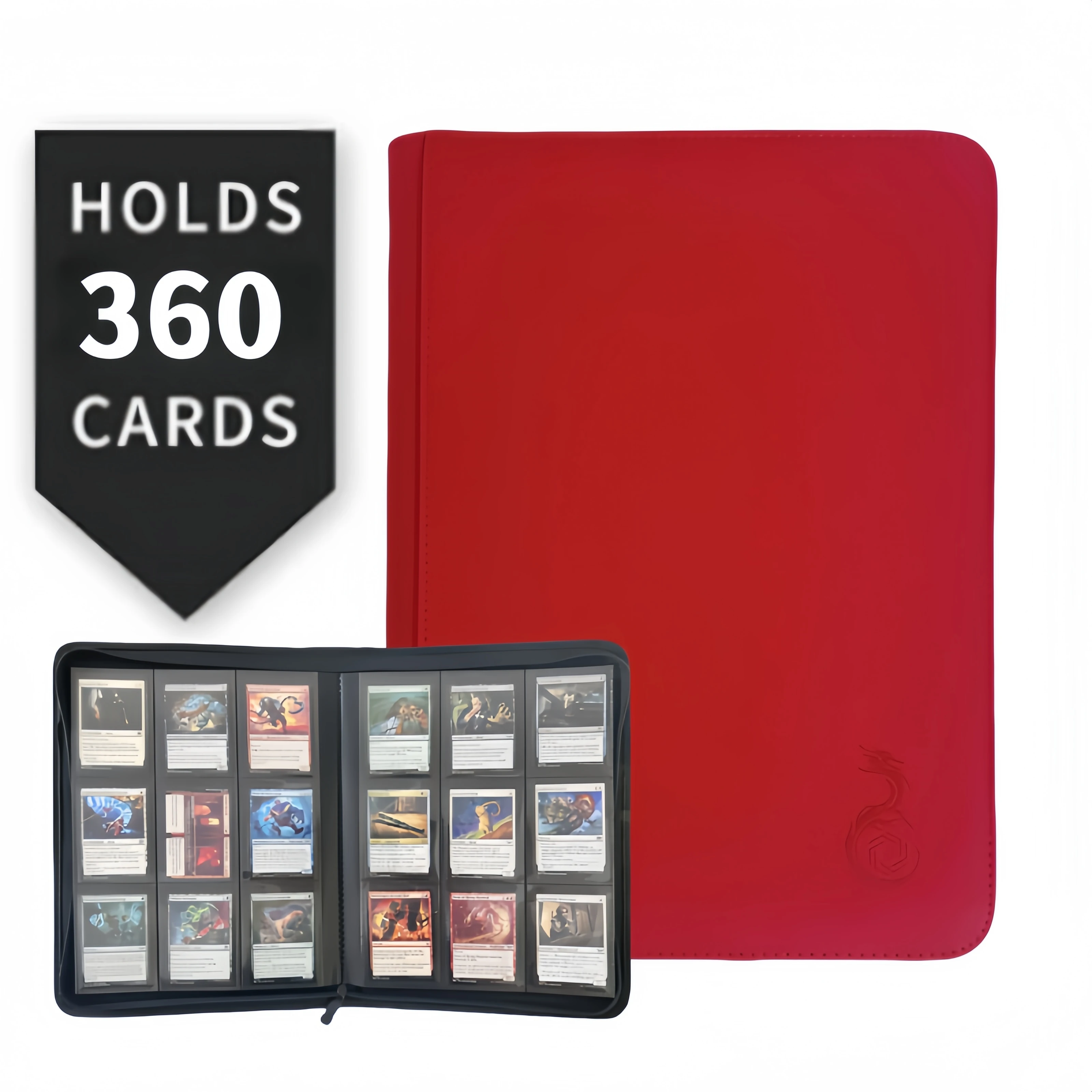 9-Fach-Kartenalbum mit Reißverschluss (360 Karten) – PU-Leder, Schwarz/Orange ​ ​ Premium-Aufbewahrungskarten für YuGiOh TCG & Sportkarten. – Detail 7