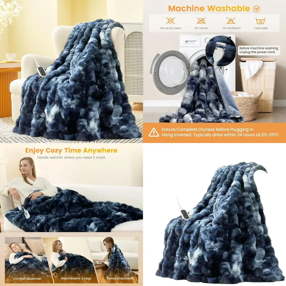 

Одеяло из искусственного меха с электрическим пузырьком 50x60 с 8 уровнями нагрева, автоматическим отключением 2–8 часов, защита от перегрева, сертифицированное ETL, тай-дай