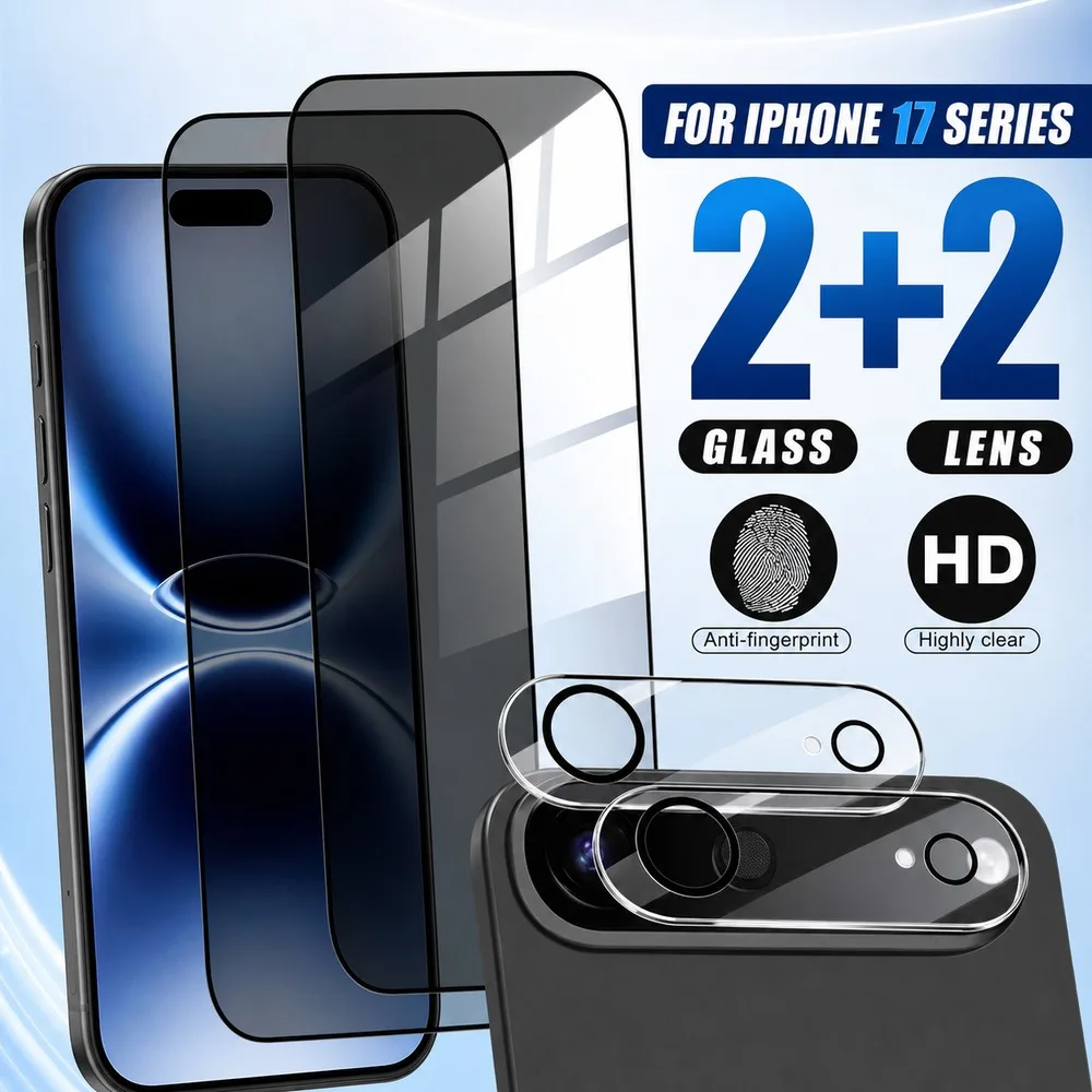 2+2 Stück Blickschutz-Panzerglas für iPhone 18 17 16 15 Anti-Spy Displayschutzfolie für iPhone 14 13 12 11 Anti-Blaulicht Anti-Kratzer