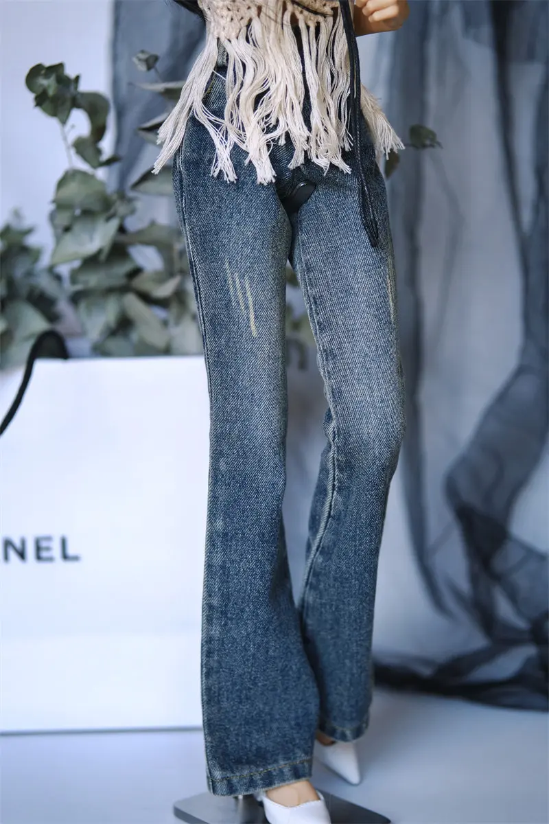 BJD Puppe Jeans Kleidung Blau Mädchen Spielzeug Elegante 1/3 1/4 Boot-cut Hosen Denim Serie Retro Waschen Micro Breite bein Puppe Zubehör – Detail 24
