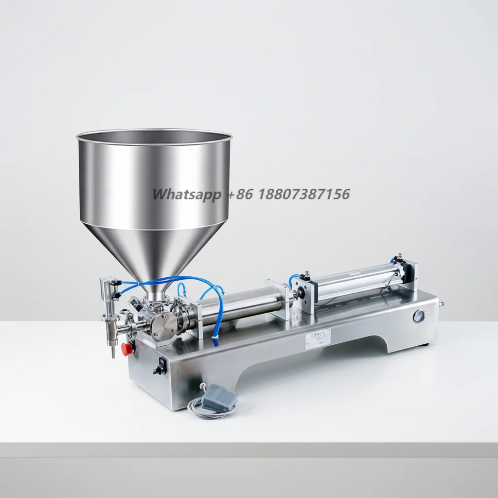 Horizontal Pneumatic Paste Liquid Filling Machine for Sauce Cosmetic Cream Salsa Piston Honey  Cosmetic Cream Viscous Filler