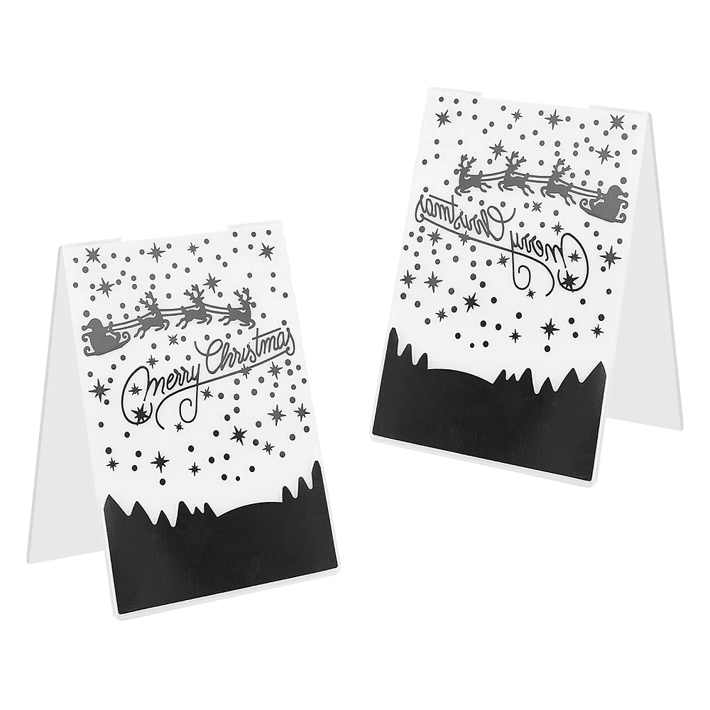 2 Pcs Merry Christmas Plastic Embossing Folders DIY Plastic Template Craft Card Making for Handcraft Photo Album Decoration