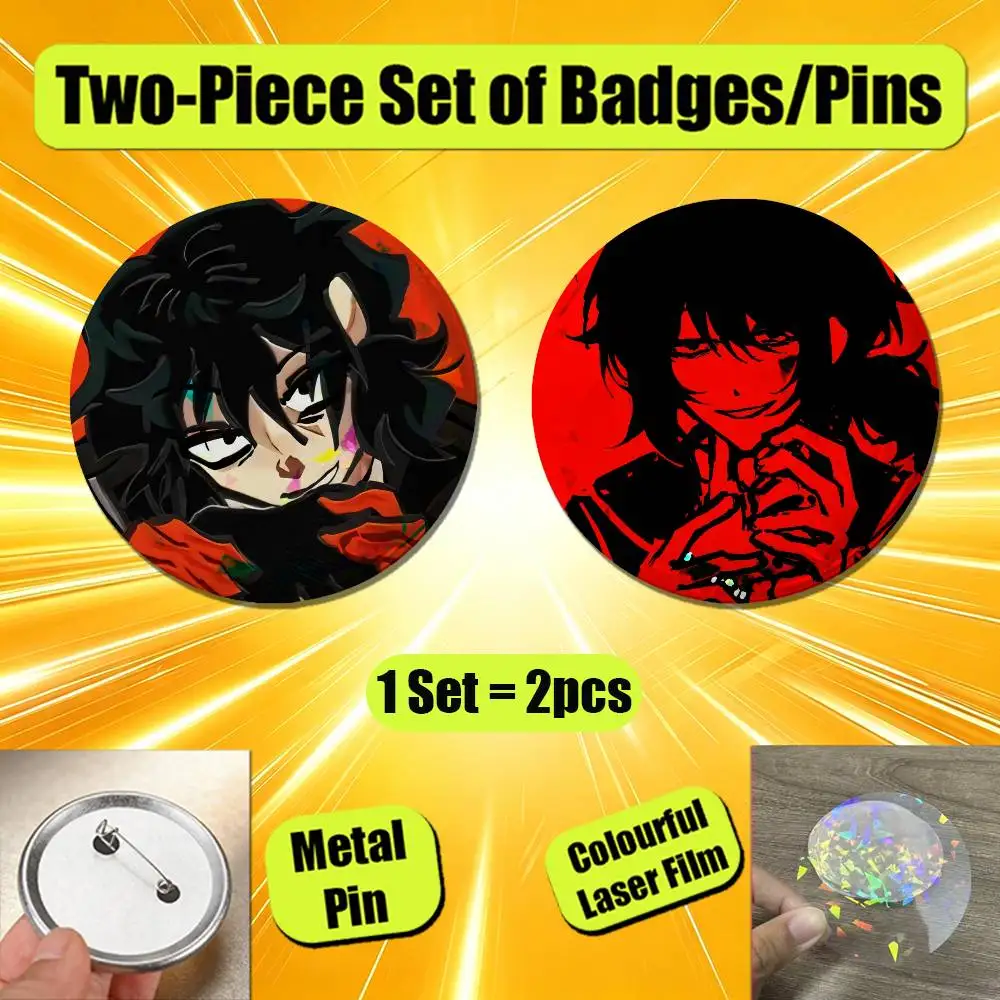 For Go Bok Su Married In Red Enamel Pin Badge Set 2PCS Round Metal Button Brooch Gift Custom Hat Ita Bag Pins