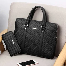 OYIXINGER Fashion Men Shoulder Bags Double Layers Man Leather Business Briefcase Bag 14.1 Laptop Handbags New Men's Travel Bags