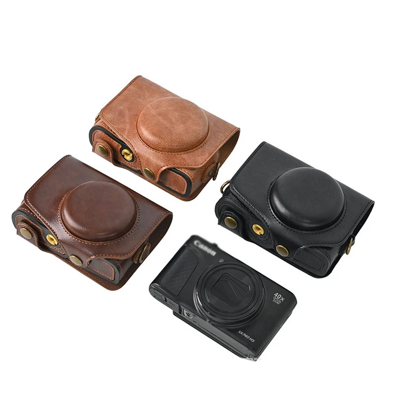 Portable PU Leather case Camera Bag Cover for Canon SX740 SX740HS SX720HS SX720 SX730HS SX730 pouch With Shoulder Strap