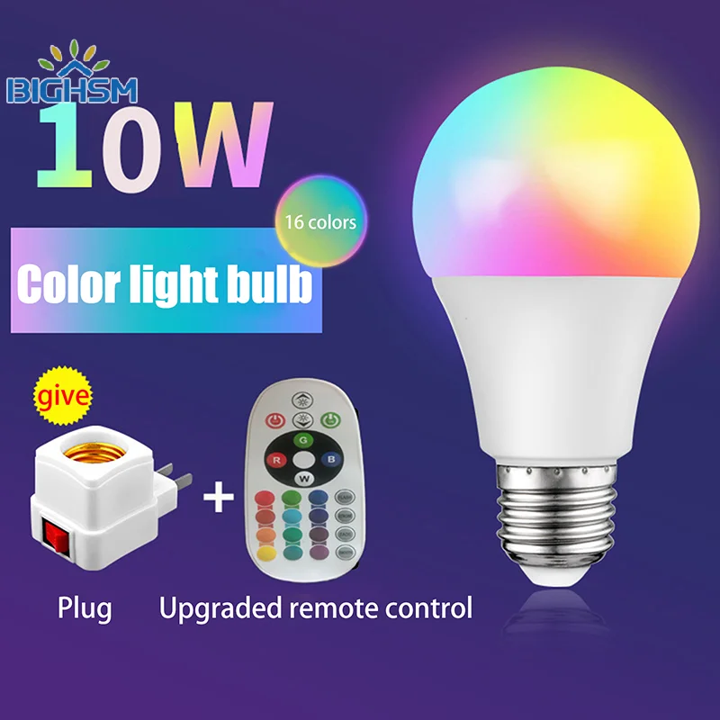 LED Colored Bulb Colorful Remote Control Bulb RGB Color Changing Globe E27 Screw Mouth Indoor Lighting Dimming Small Night Lamp