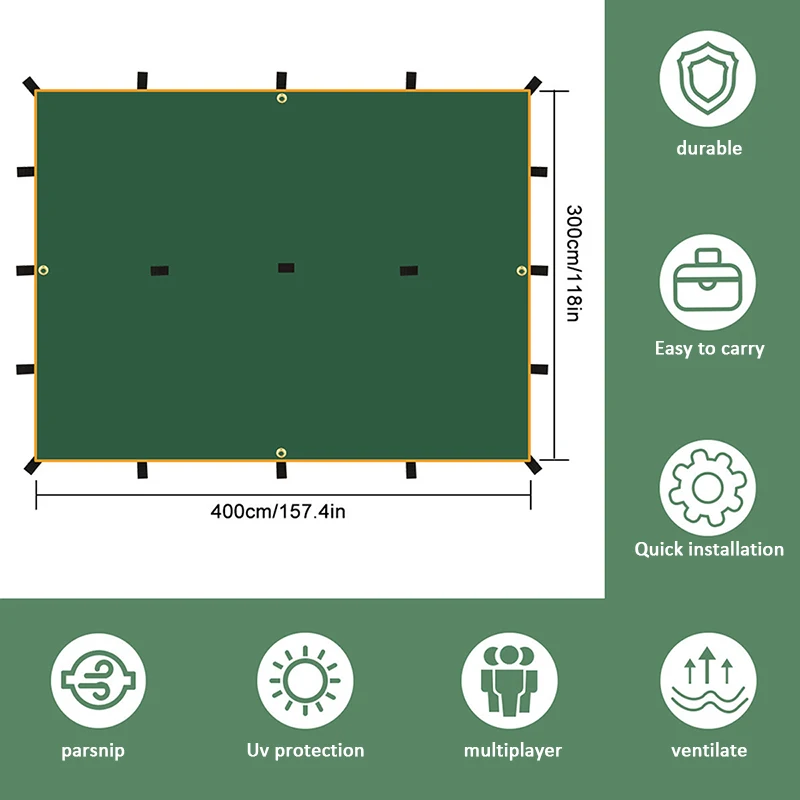 Multifunctional Outdoor Awning Waterproof Tent Shade BBQ Camping Tarpaulin Awning Ultralight Hiking Tent Tarp 4x4m 4x3m 3x3m