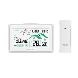 BALDR Wireless Weather Station Digital DCF orologio da parete radiocomandato In/termometro esterno igrometro sensore di previsione di tendenza