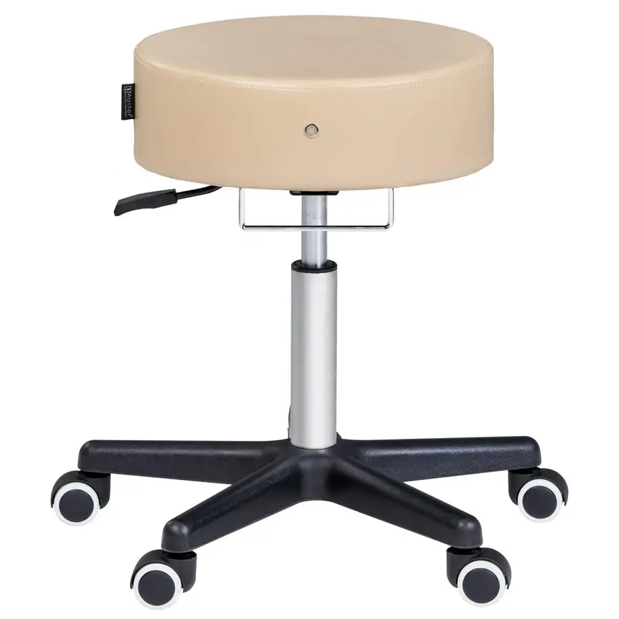 

Massage Glider Ergonomic Round Swivel Adjustable Rolling Hydraulic Stool Barber Dental Chair in Cream for Therapist, Clinic, Ta