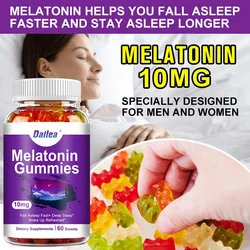 Daitea Melatonina 10 Mg, un suplemento dietético que ayuda a dormir tranquilamente, 10/30/60 gomas, adecuado para hombres y mujeres