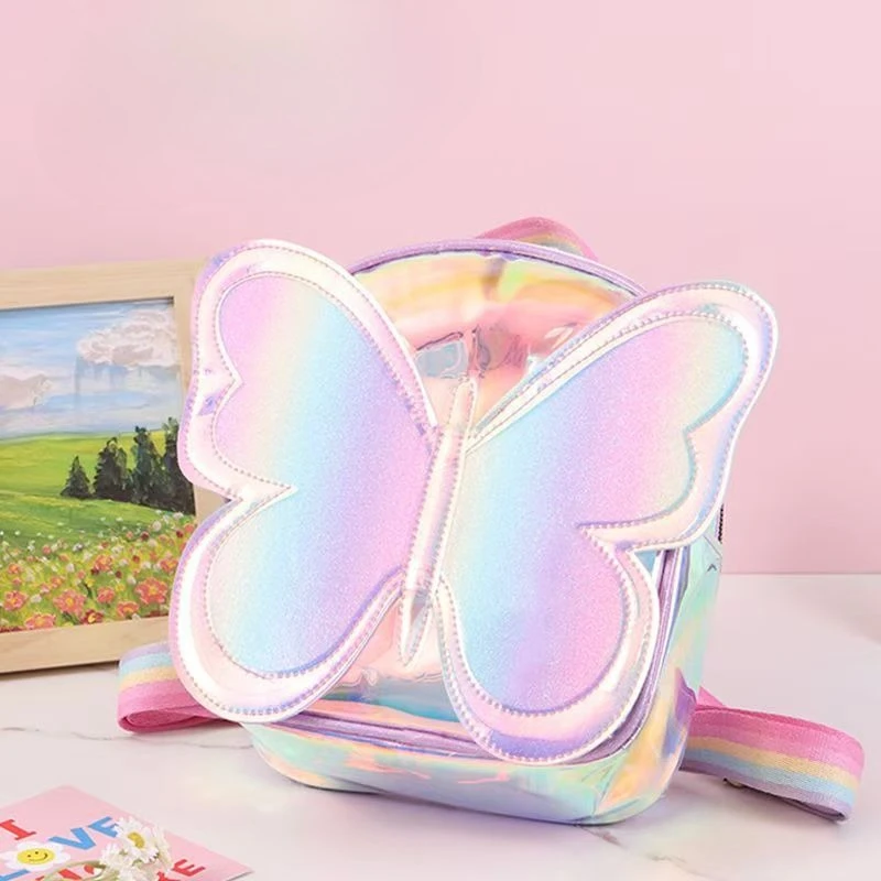 New Laser Butterfly Design Girls Backpack Cute Fashion Kids Backpack Lightweight Large Capacity Kindergarten Backpack