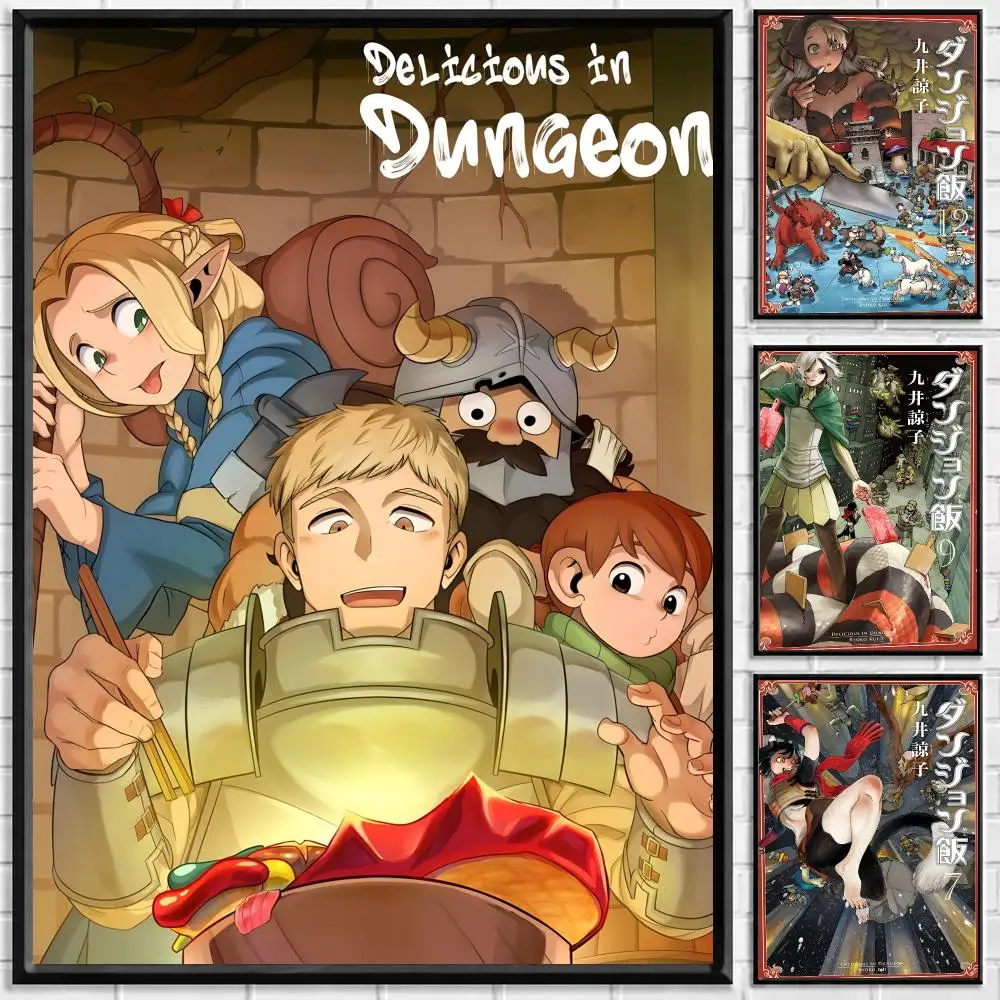 Anime Dungeon Meshi Poster Self-adhesive Art Waterproof Paper Sticker Coffee House Bar Room Wall Decor
