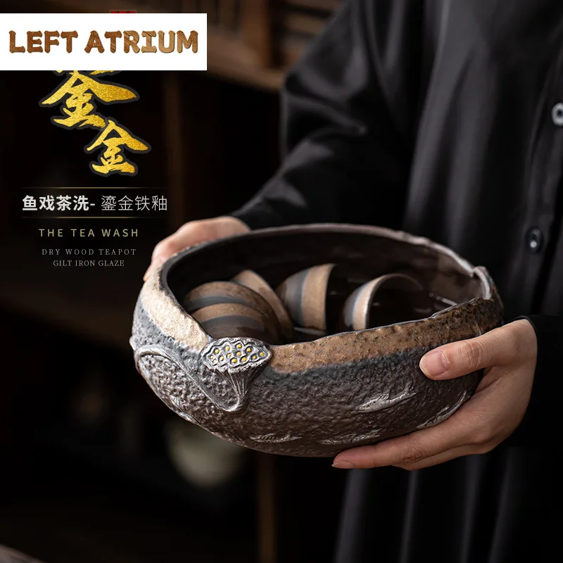 

Японская позолота, железная глазурь, керамическая посуда для мытья чашек, мойка для письма, кисть для мытья чая, чайная раковина, бочка для остатков чая, посуда для чайной церемонии