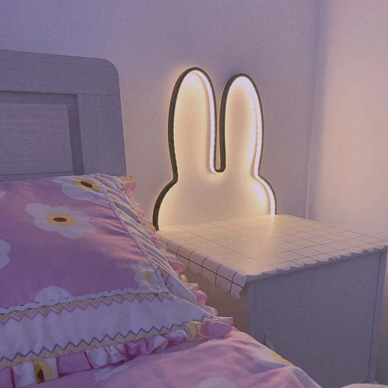 Nordic Ins Style Children\'s Desk Night Lights Decoration For Wall Bedroom Creative Led Animal Shape Rabbit Plug-in USB Light