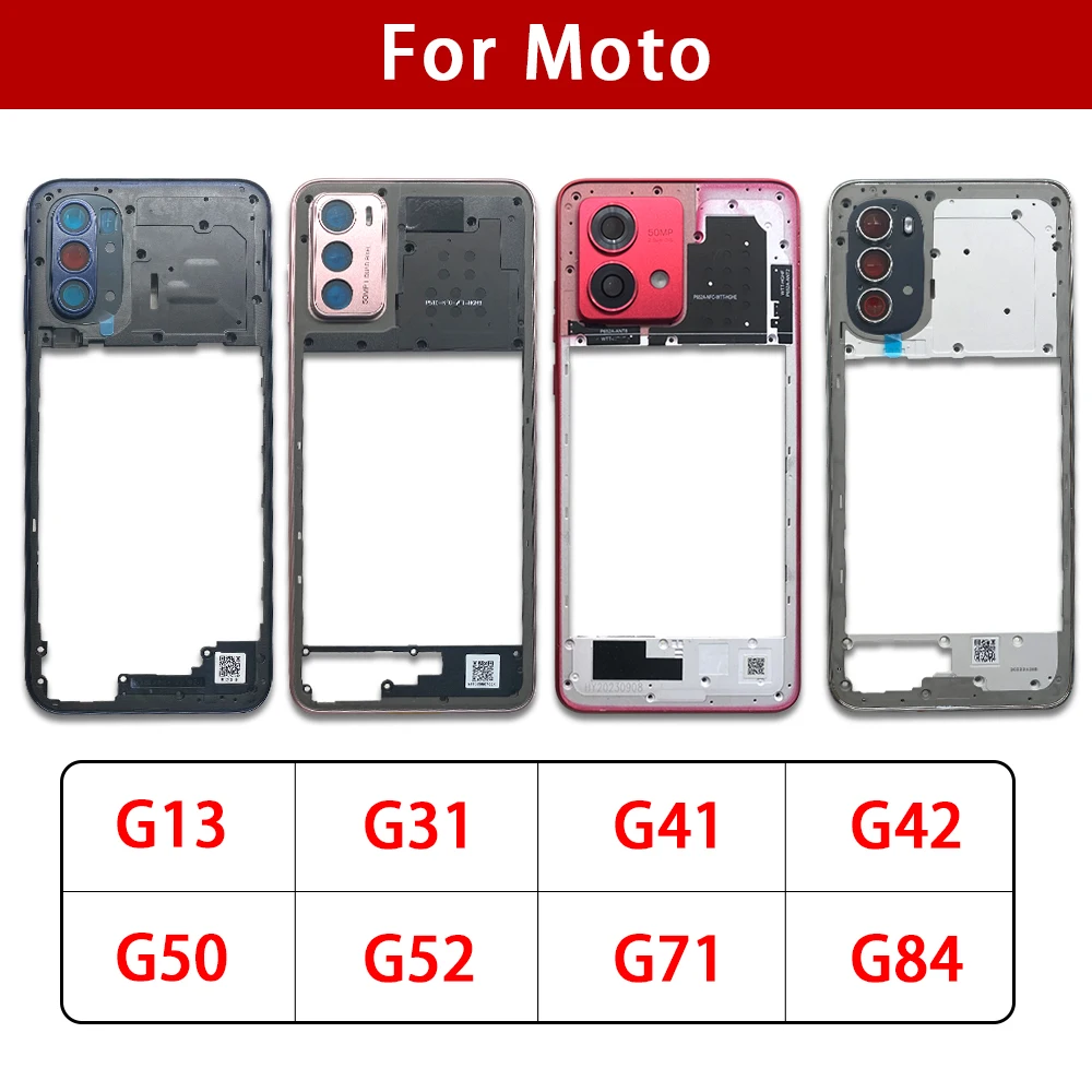 NEW Front Housing Middle Frame Bezel Chassis Shell With Side Button Key Parts For Moto G13  G32 G41 G42 G50 G52 G71 G84 G23 G31