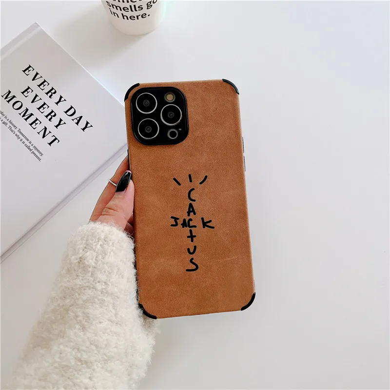 Luxury Turn fur Travis scot  leather Silicone border case for iphone 16 Pro 13 12 11 Pro Max 14 15 Japan street fashion cover