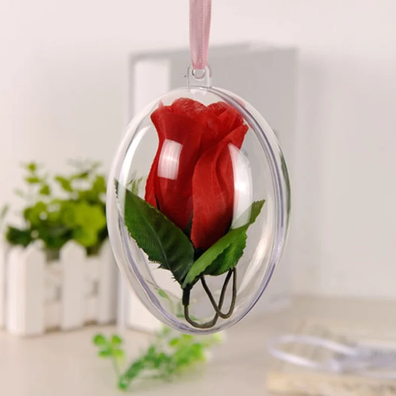 

E9 10Pcs,10 CM High-transparency Plastic Hollow Oval Balls Creative Egg-shaped Balls for Everlasting Flower Arrangement and East