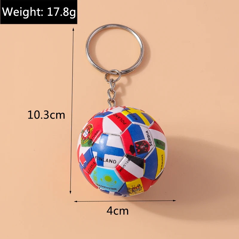 Aihua 1Pc 3D Simulation Sports Football Pendant Keychain Countries Ball Flag Key Chain For Fans Car Bag Backpack Accessories