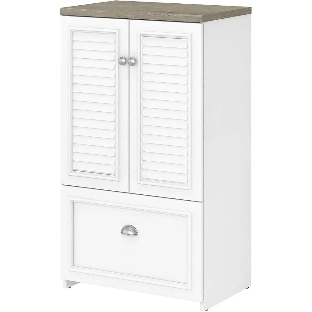 

Bush Furniture Airview 2-Door Storage Cabinet with Drawer, 24W, Shiplap Gray/White