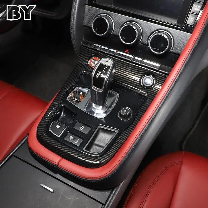 Picture 6: ABS Carbon Fibre For Jaguar F-TYPE 2013-2024 Center Console Gear Shift Control Frame Panel Cover Car Accessories