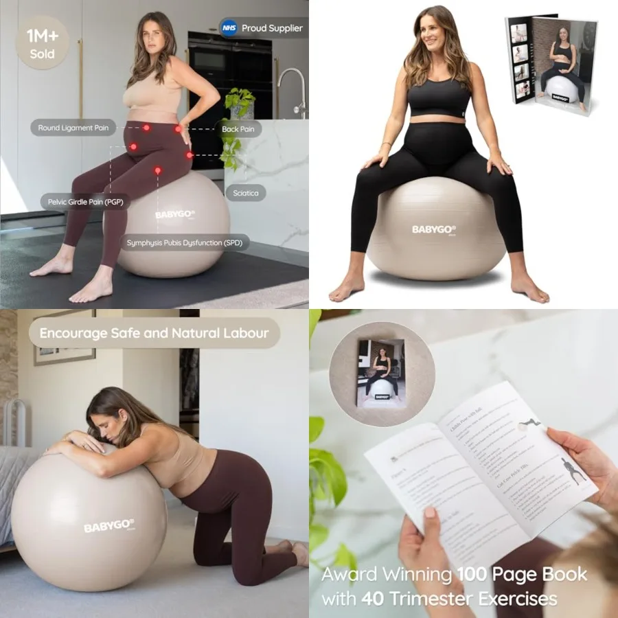 

Birthing Ball - Pregnancy Yoga Labor Exercise Ball Book Set Trimester Targeting, Maternity Physio, Birth Recovery Plan Included