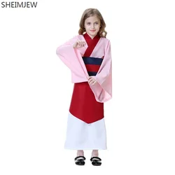 Chinese Heroine Movie Kids Hua Mulan Cosplay Costume Halloween Costumes Girl Child Carnival Princess Party Performance Dresses