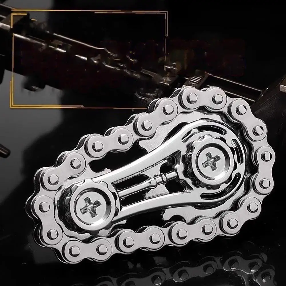 Gyro fidget dedo voando pinos anti-stress spinner ansiedade metal correntes de bicicleta mecânica edc spinner sacos para adulto criança
