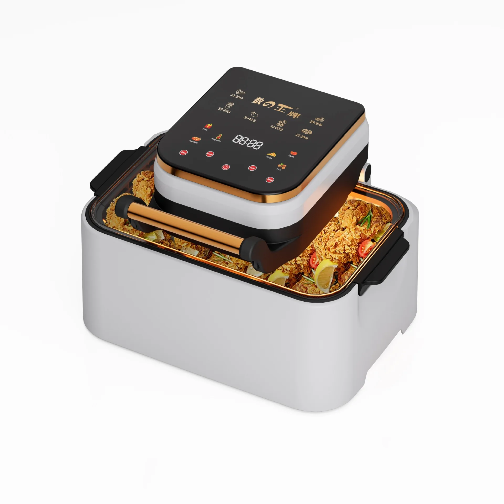 Heißluftfritteuse, große Kapazität, multifunktionale Edelstahl-Kunststoff-Haushalts- und Gewerbe-Luftfritteuse