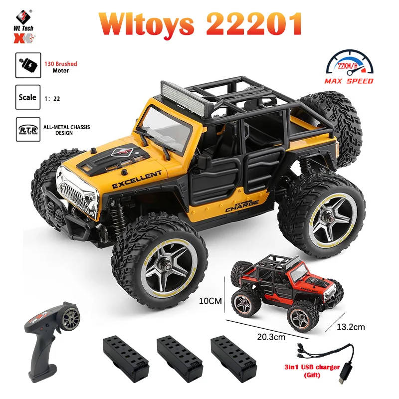 

Wltoys 22201 RC Car 1/22 2.4G 2WD Vehicle Models Propotional Control Withe W/Light Truck Off-Road Climb Machine Truck Kids Toys