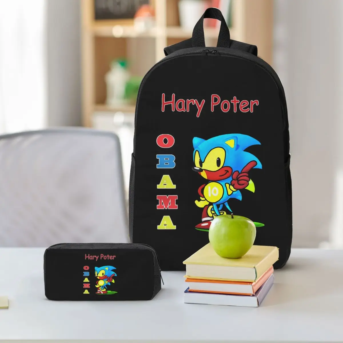 Obama Backpack Student Boys Girls BookBag School Bag Computer Shoulder Bags 3ps Insulated Lunch Bag Pencil Case