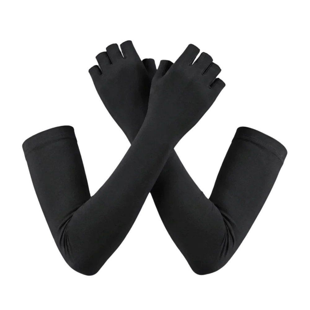 

Elastic Ice Cooling Arm Sleeves Quick Dry Breathable Half Finger Gloves Polyester Lightweight Sun Protection Arm Cover Sports