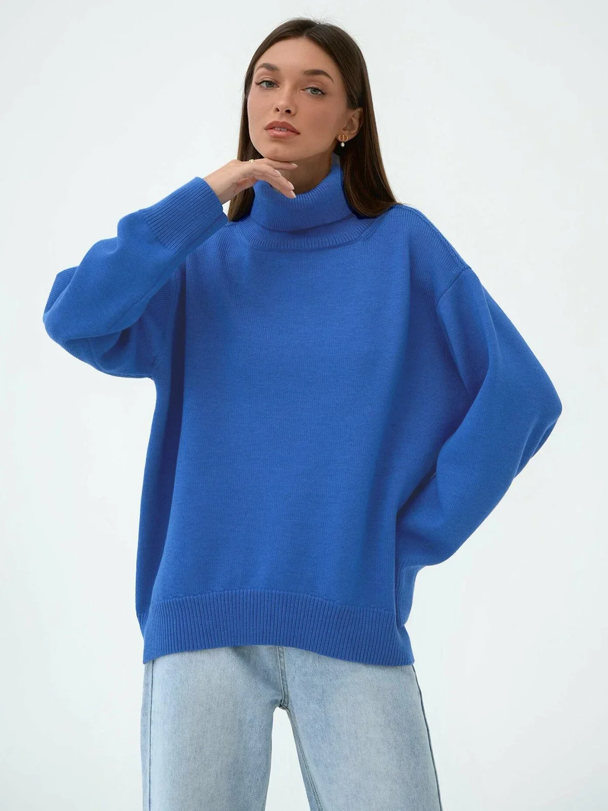 Sumuyoo Women Turtleneck Sweater Autumn Winter Thick Warm Pullover Tops Oversized Casual Loose Knitted Jumper Female pull