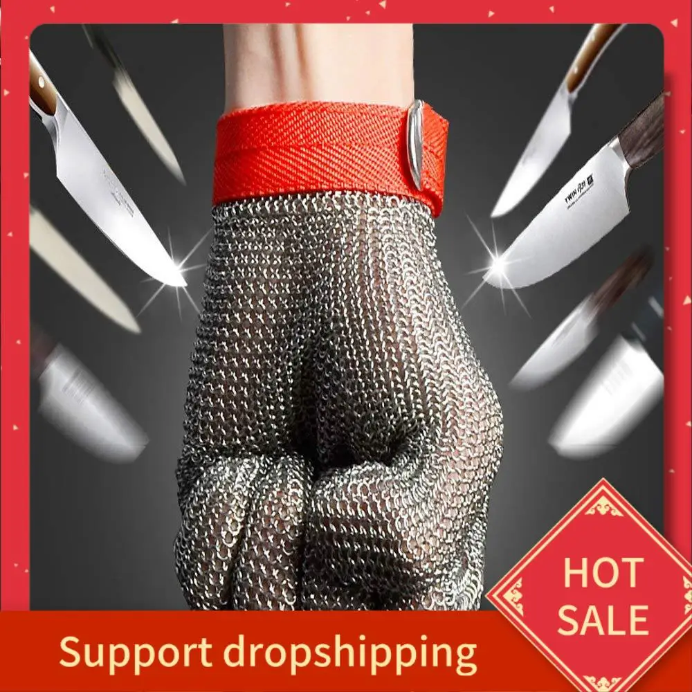

B44C Protective Glove 304 Stainless Steel Chain Glove For Wood Processing Meat Processing Kitchen Use Crayfish Gloves (M)