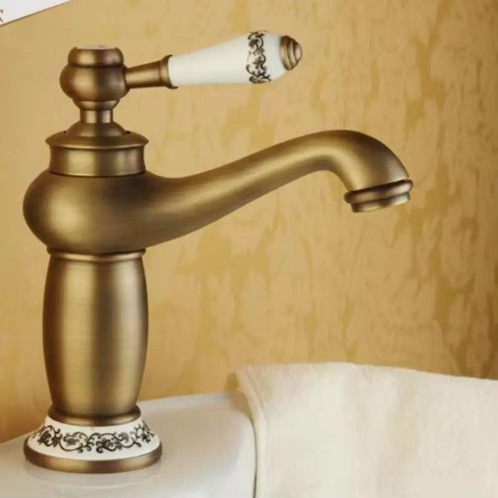 

Teapot Type Vintage Bathroom Faucet High Pressure Basin Tap Antique Copper Faucet Corrosion Resistant Light Luxury