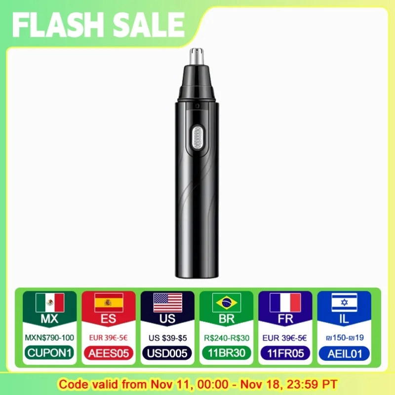 USB Rechargeable Electric Nose Trimmer for Men and Women - Painless Ear and Nose Hair Removal, Eyebrow and Facial Hair Shaver