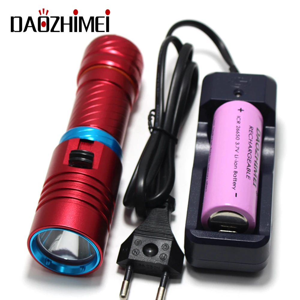 L2 Yellow/White light LED Diving Flashlight 3800 lumen Stepless dimming IPX8 Waterproof Underwater LED Flash Light