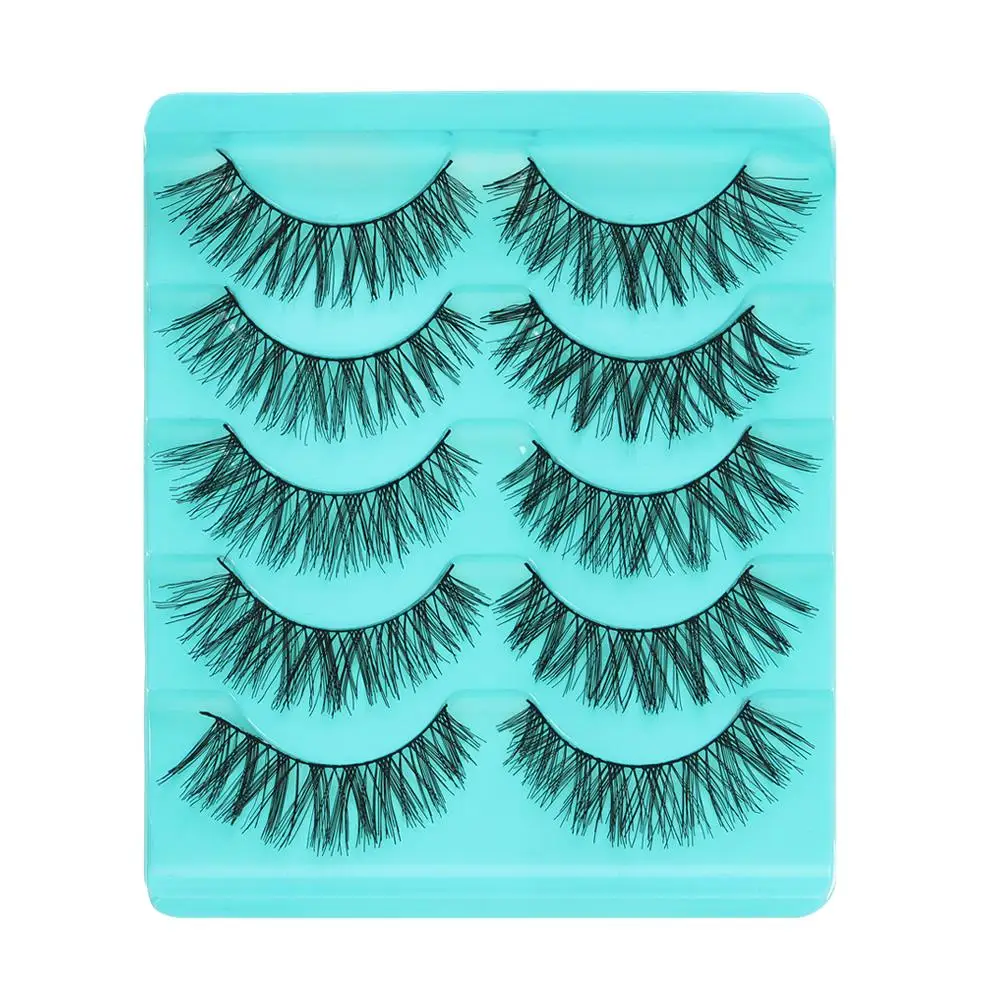 5 pares de maquiagem macia cruz natural cílios extensão preto artesanal cílios postiços