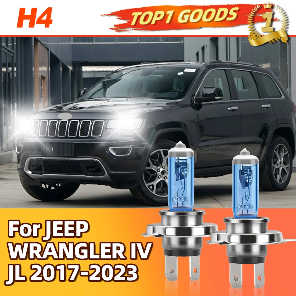 

2 шт. для JEEP WRANGLER IV JL 2017-2023 авто галогенные лампы H4 дальнего ближнего света все в одном холодно-белый 6500K Canbus без ошибок IP68