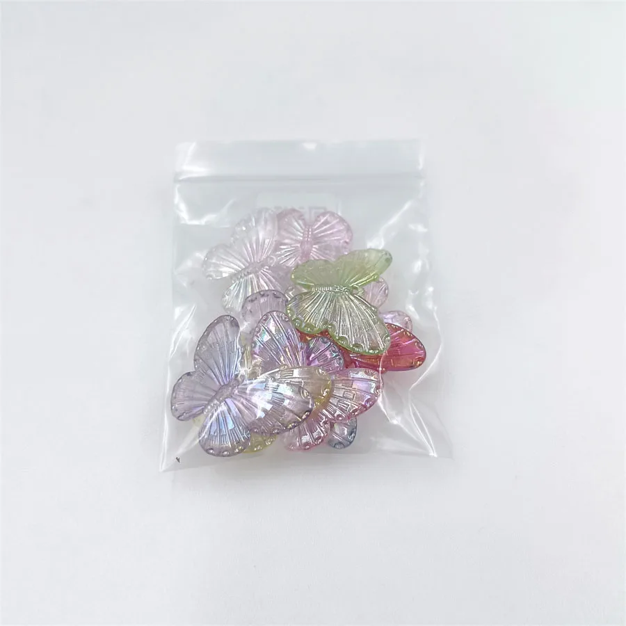 Big Butterfly Beads para Fazer Jóias, Acessórios DIY, Material Handmade, Laser, Colorido, Pastable, 30*23mm, 10PCs, Moda