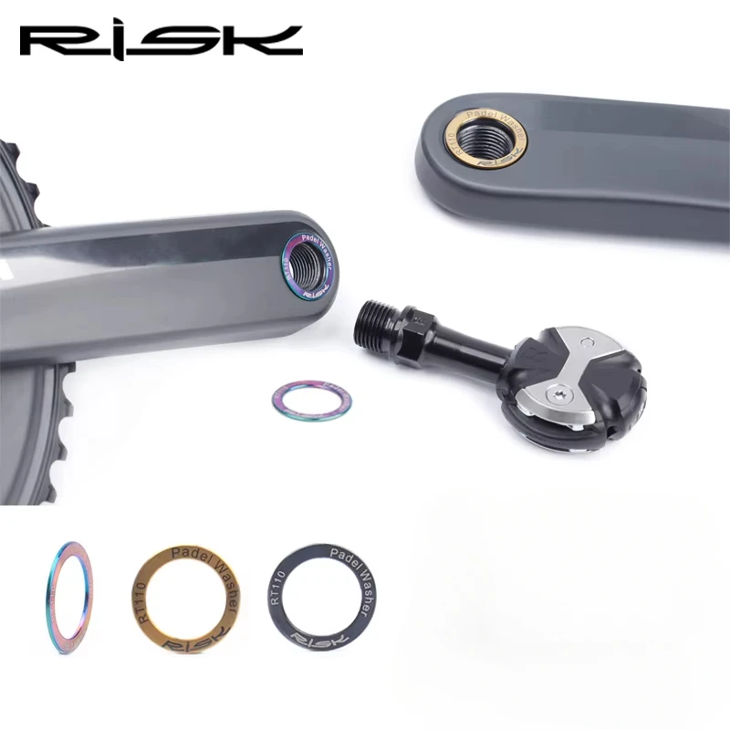 RISK Bicycle Pedal  Washer Spacer Crank Gasket Pedal Abnormal Sound Maintenance Ring Washer MTB Bike Titanium Alloy Pedal Washer