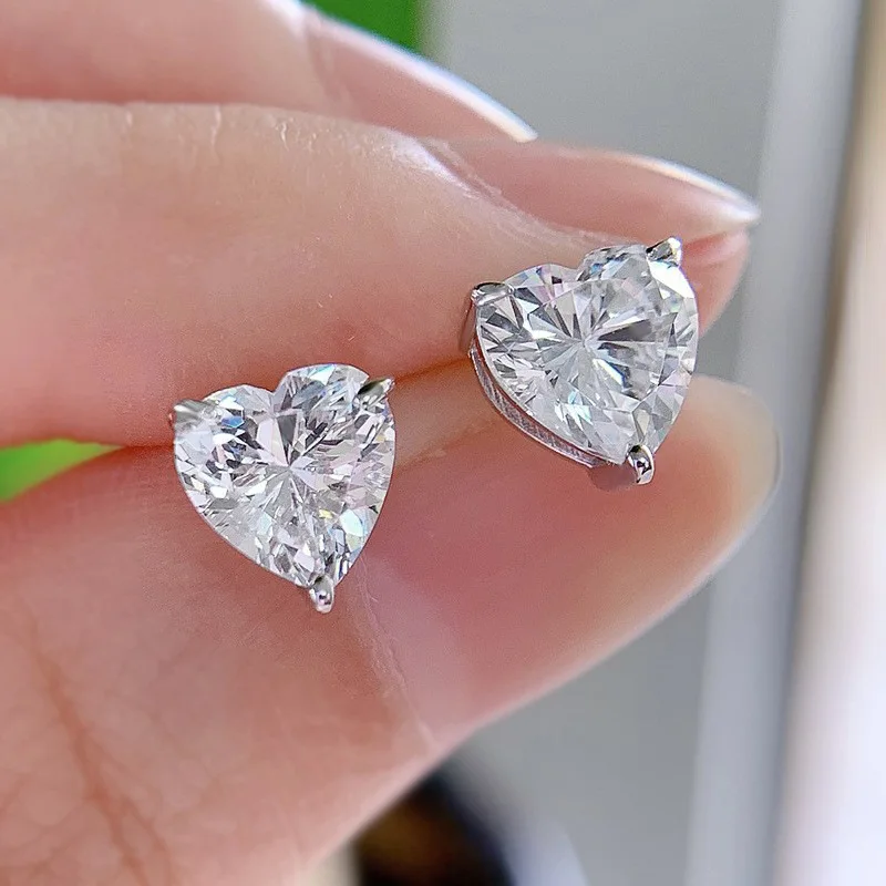 

100% 925 Sterling Silver 6*8mm Synthetic Emerald Stud Earrings For Women Sparkling Wedding Party Fine Jewelry Wholesale