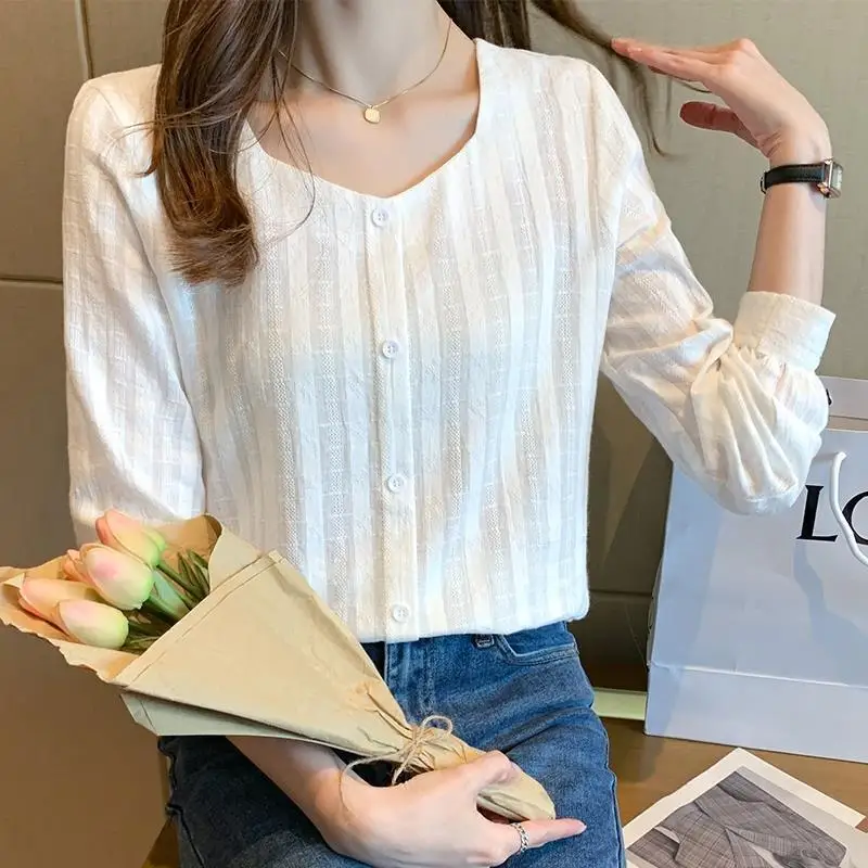 Women Korean Style Square Collar Chic Blouse Spring Autumn Casual Solid Elegant Shirts Long Sleeve Loose Tops Blusas Para Mujer