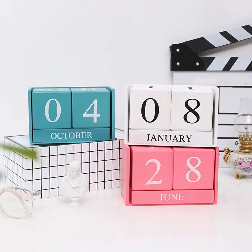 

Стильный деревянный настольный вечный календарь-блок для дома и офиса, очаровательные настольные датировочные блоки для стола