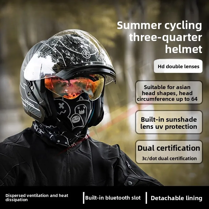 

ALIEN SNAIL Новый мотоциклетный шлем DOT, мужской шлем три четверти No. 9, дышащий полушлем с двойной линзой для мотоцикла,헬멧반모