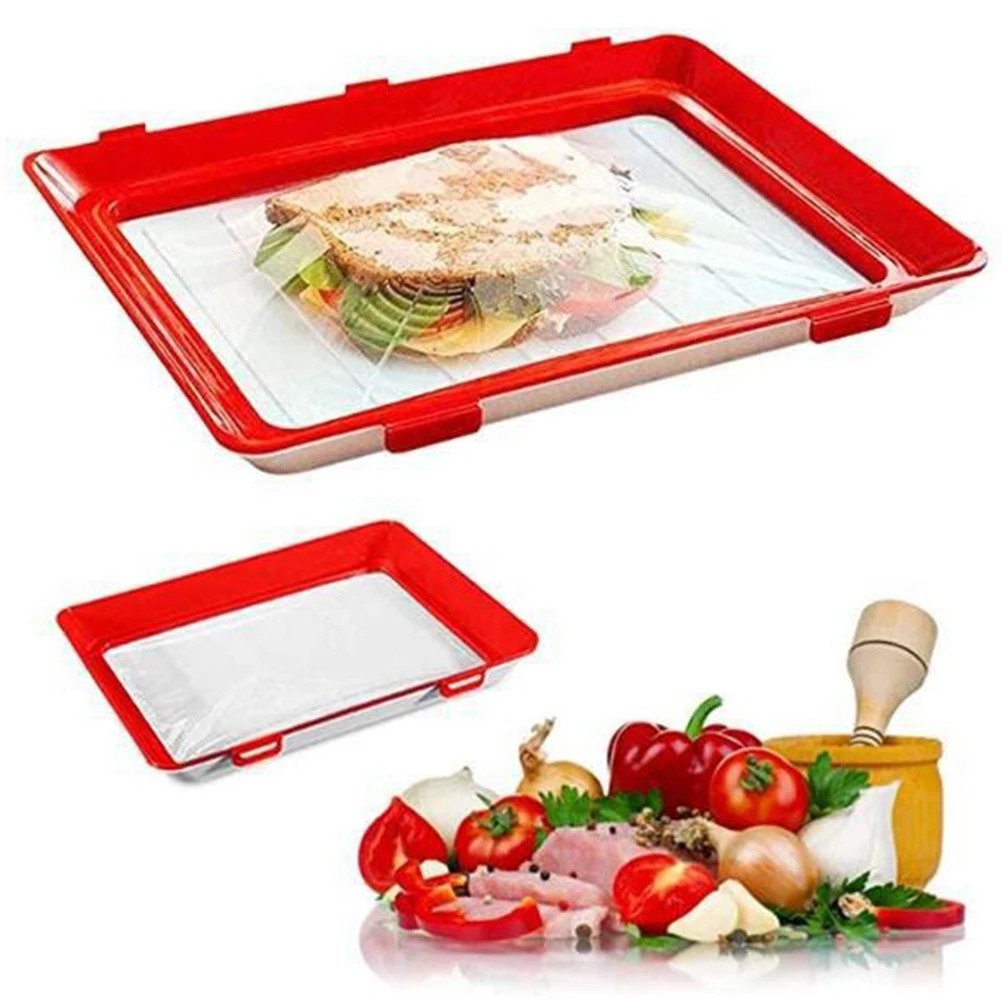 Food Preservation Tray Reusable Stacking Food Storage Trays With Seal Buckles For Storing Meal Fruits Vegetables Meat Leftovers