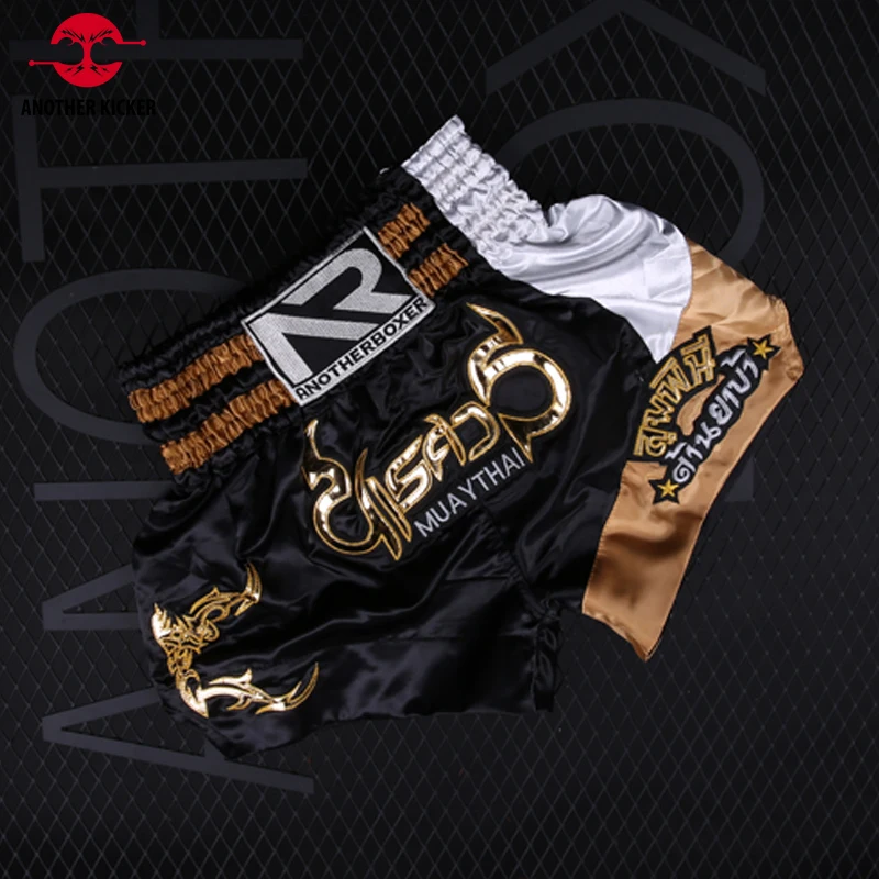 Bo Shorts Child Satin Fabric Muay Thai Pants Men Women Gym Cage Fight Kickbo Training Match Trun Muaythai Uniform