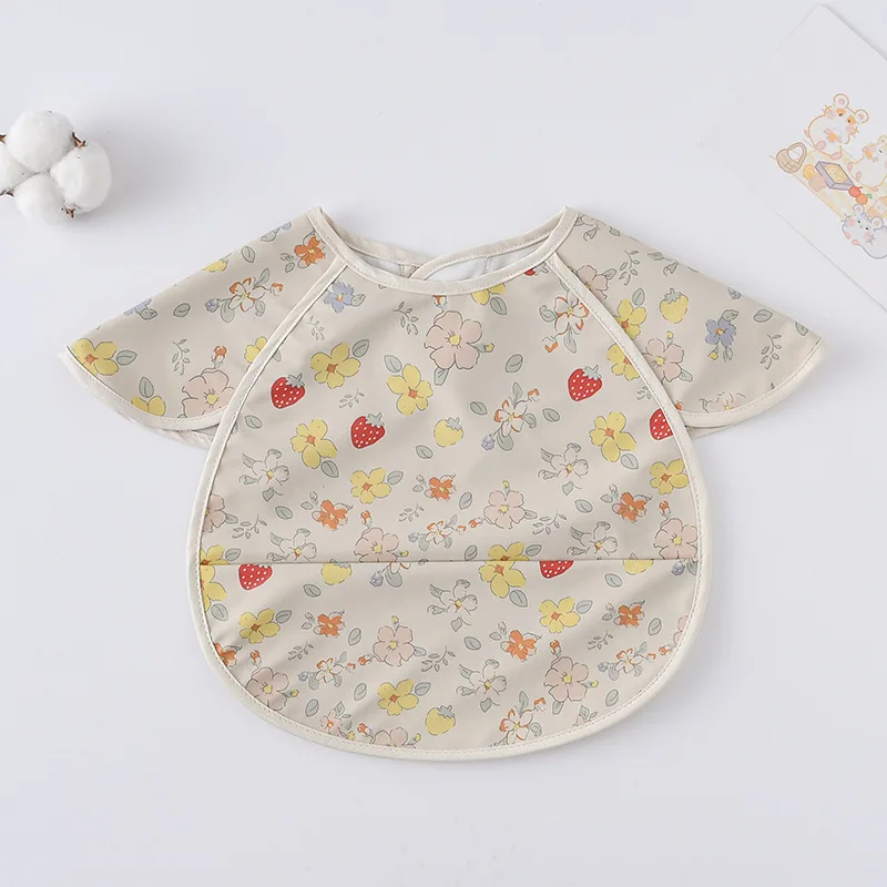 New Waterproof Short Sleeve Baby Bibs Cute Cartoon Washcloth Feeding Apron Bib Soft Burp Cloth For Toddler Boy Girl Bandana Bibs