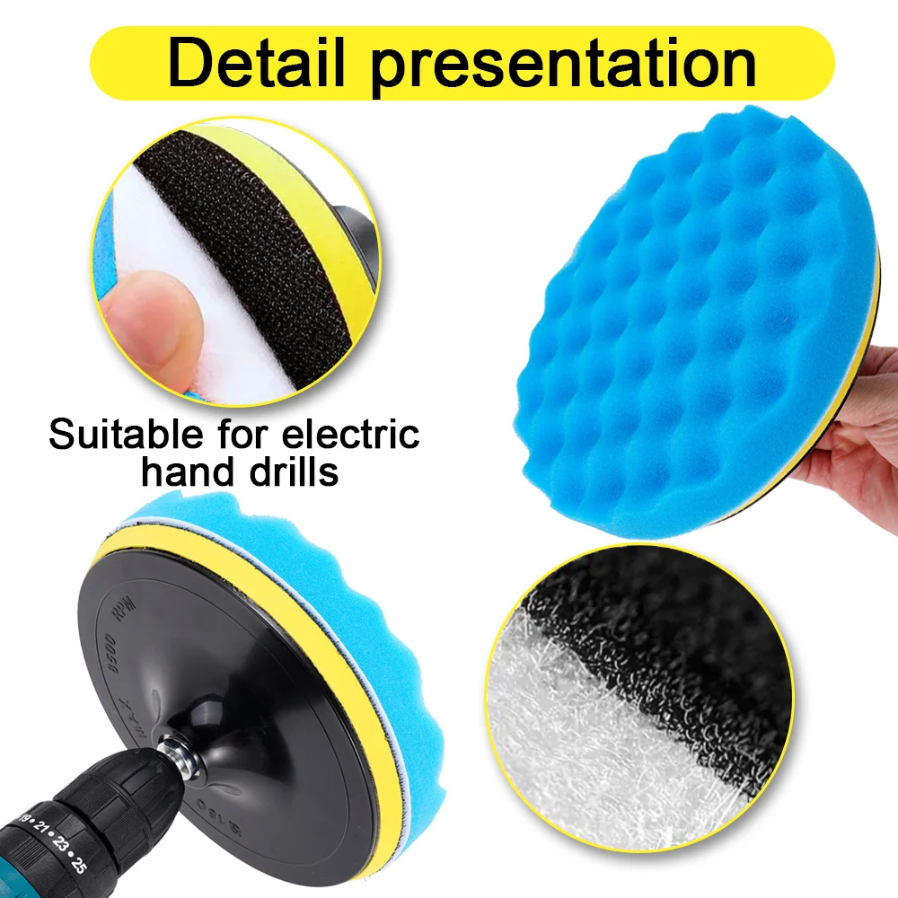Almohadilla de encerado para coche, herramienta de limpieza de detalles, 5 piezas, 5/6/7 pulgadas, disco de pulido de 150/180mm, cuidado automático, elimina arañazos