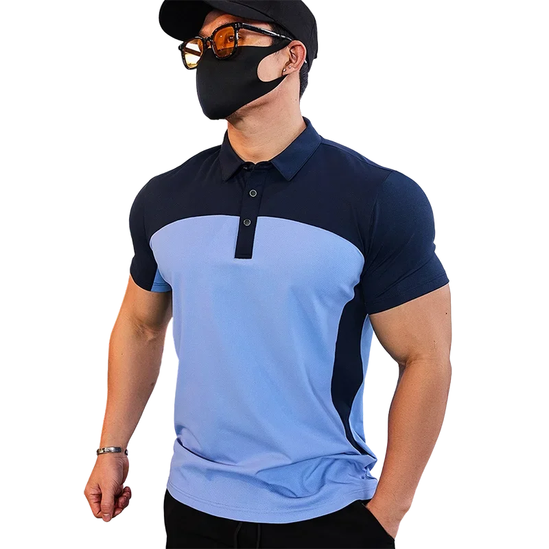 Polo Shirt Men Fashion Fitness Workout Skinny Running Casual Tops Tees Mens Short Sleeve Gym Bodybuilding Homme Camisa