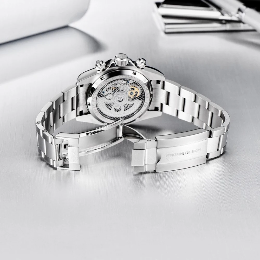 New PAGANI 1653 DESIGN Fashion Rainbow Bezel Men Mechanical Wristwatch Luxury Sapphire Glass Hollow Out Automatic Watch for Men view 5
